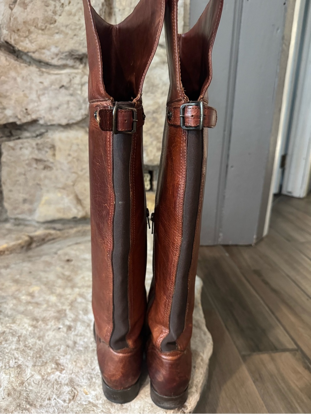 Frye Brown Leather Knee High Tall Boots - Rich Cognac - Picture 6 of 9
